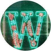 Family Name Letter W Monogram Initial LED Light Sign - LED Gift Works