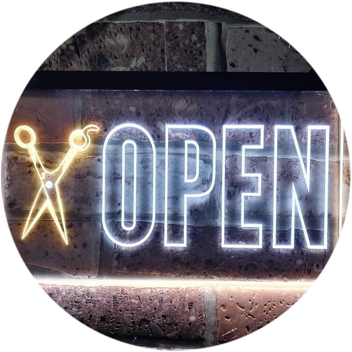 Barber Scissors Hair Cuts Open LED Light Sign - Way Up Gifts
