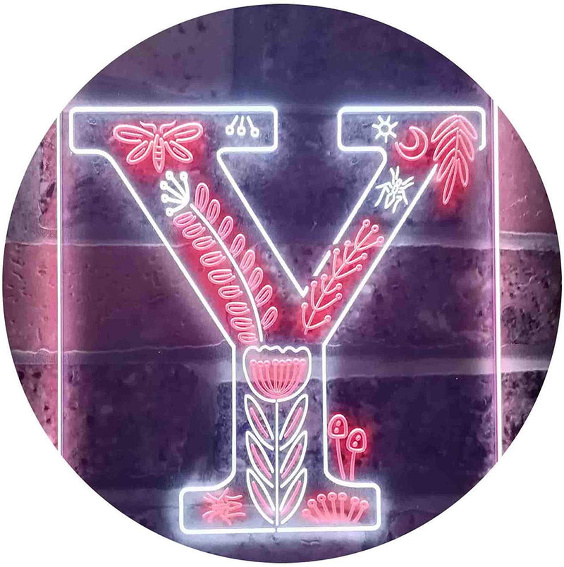 Family Name Letter Y Monogram Initial LED Light Sign - LED Gift Works