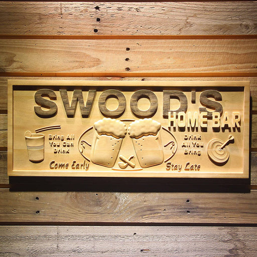 Personalized Home Bar Custom Wood Sign 3D Engraved Wall Plaque - LED Gift Works