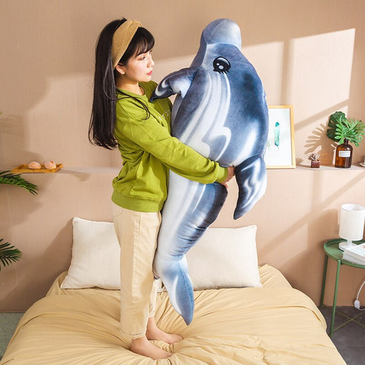 Dolphin Stuffed Animal Unique Big Colorful Plush Toy - LED Gift Works