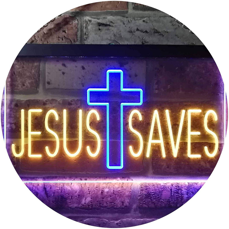 Cross Jesus Saves LED Light Sign - LED Gift Works