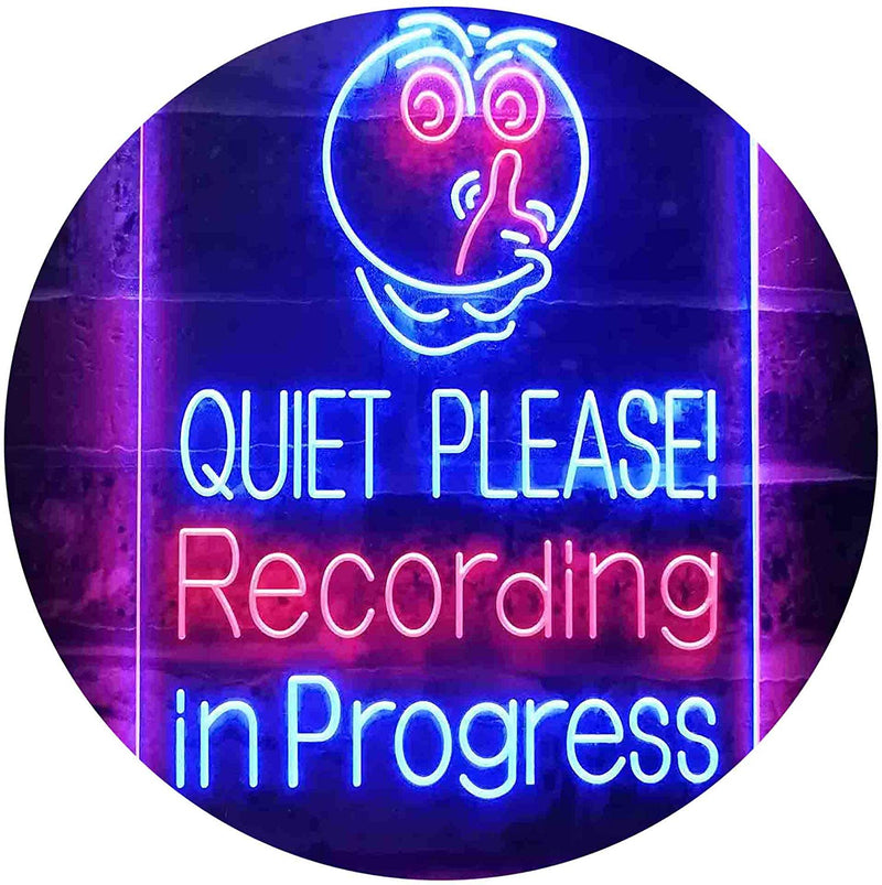 Quiet Please Recording in Progress Studio LED Light Sign - LED Gift Works