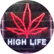 Marijuana Leaf High Life LED Light Sign - LED Gift Works