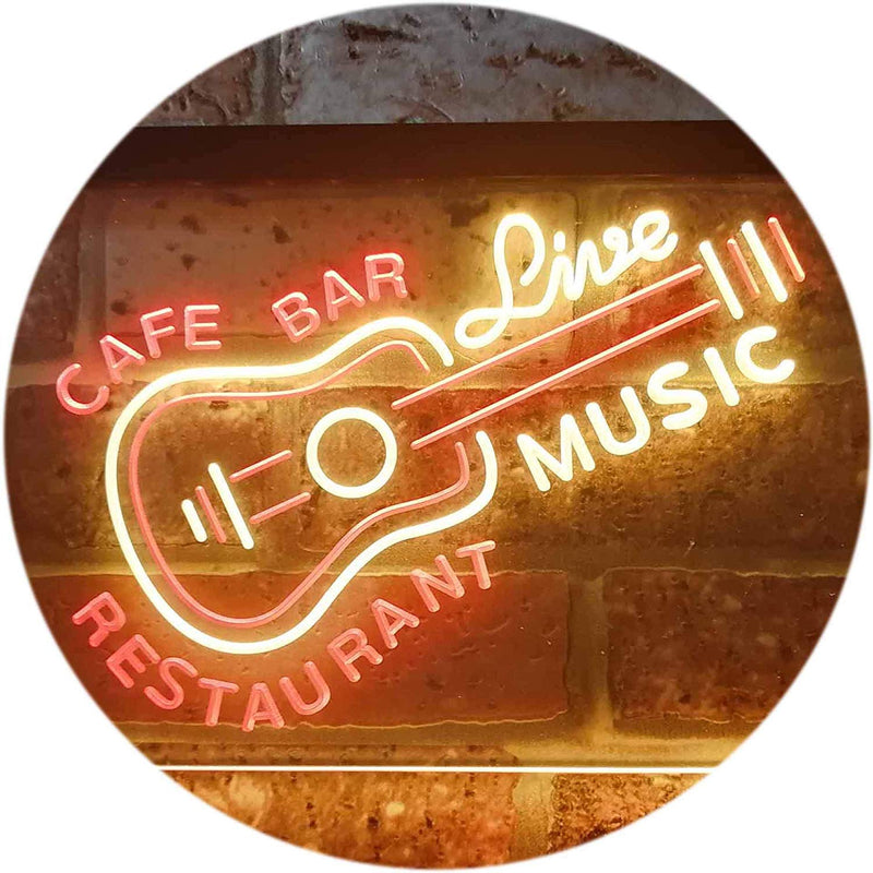 Guitar Cafe Bar Restaurant Live Music LED Light Sign - LED Gift Works