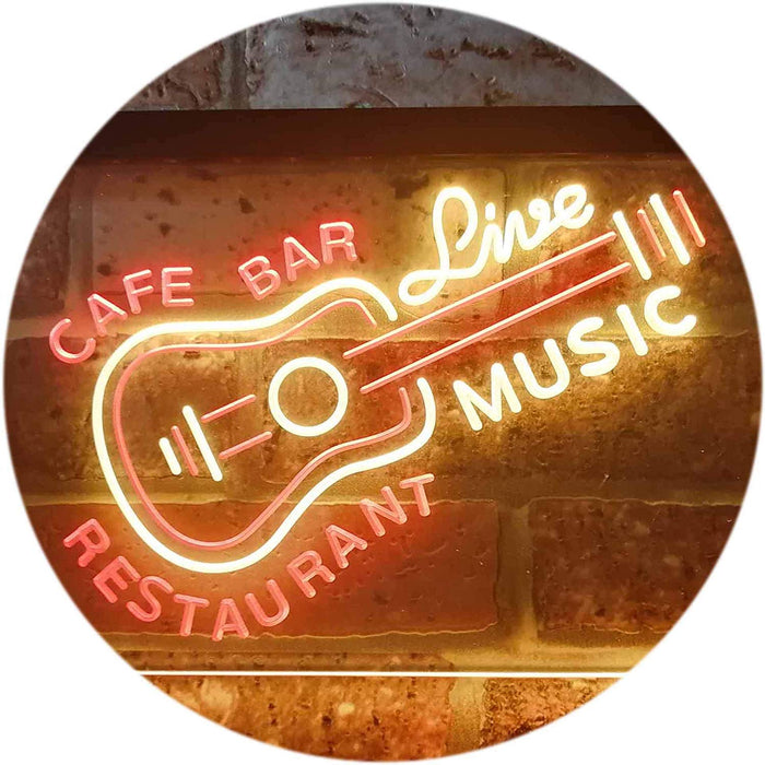 Guitar Cafe Bar Restaurant Live Music LED Light Sign - Way Up Gifts