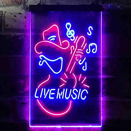 Cowboy Guitar Live Music LED Light Sign - Way Up Gifts