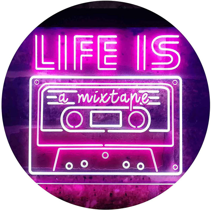 Life is a Mixtape Quotes Bedroom Decor LED Light Sign - Way Up Gifts