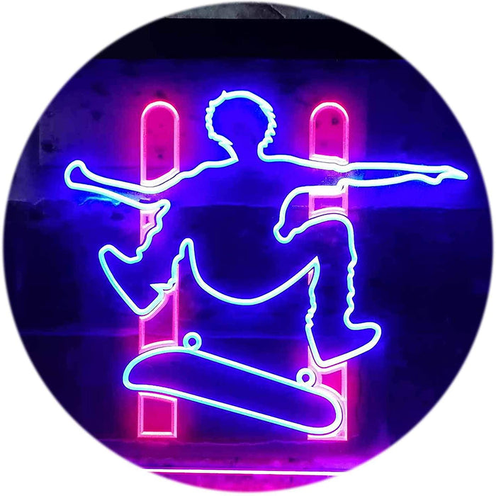 Kids Room Decor Skateboard Jump LED Light Sign - Way Up Gifts