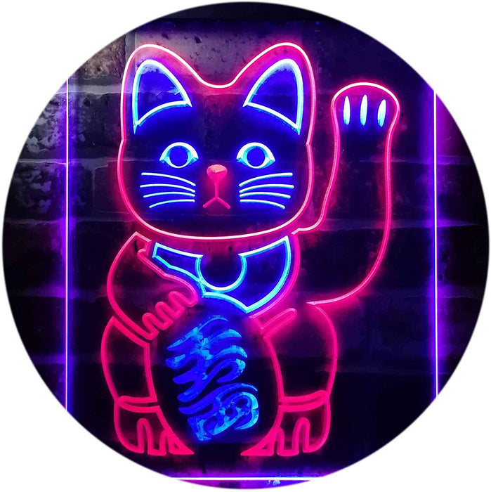 Maneki Neko Lucky Cat Welcome Japan LED Light Sign - Way Up Gifts