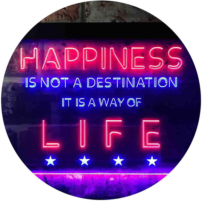 Happiness is a Way of Life Quotes Bedroom Decor LED Light Sign - LED Gift Works