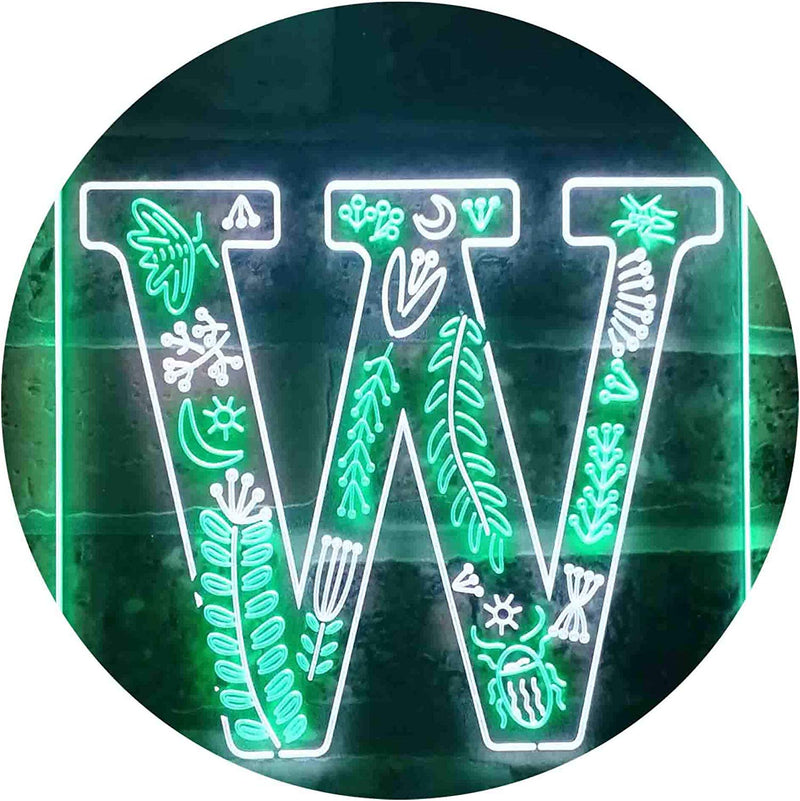 Family Name Letter W Monogram Initial LED Light Sign - LED Gift Works