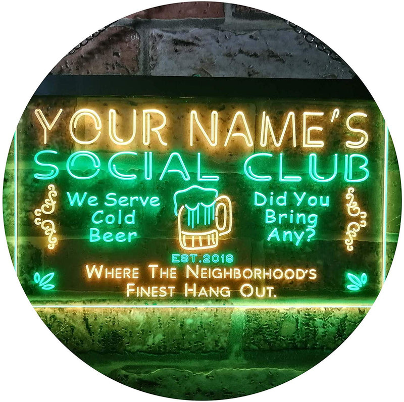 Personalized Social Club LED Light Sign - LED Gift Works