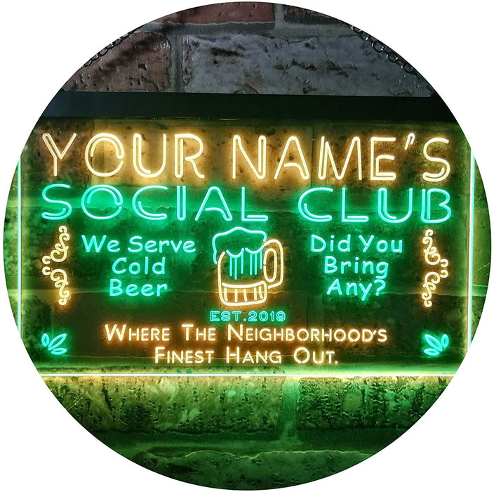 Personalized Social Club LED Light Sign - Way Up Gifts