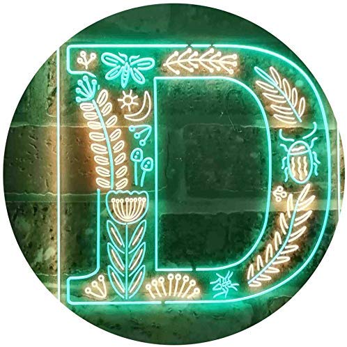 Family Name Letter D Monogram Initial LED Light Sign - Way Up Gifts