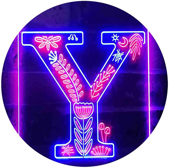 Family Name Letter Y Monogram Initial LED Light Sign - Way Up Gifts