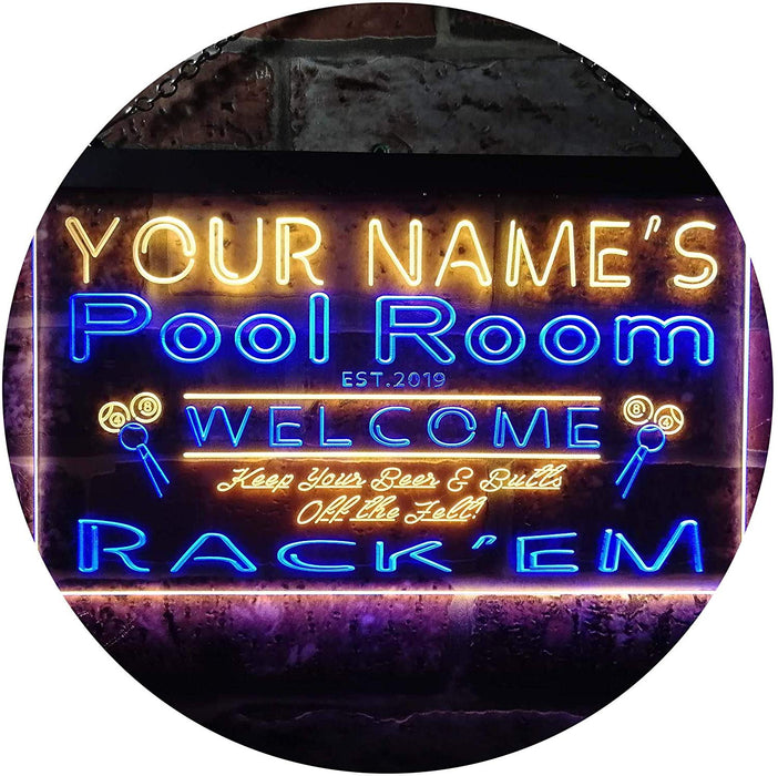 Personalized Billiards Pool Room LED Light Sign - Way Up Gifts