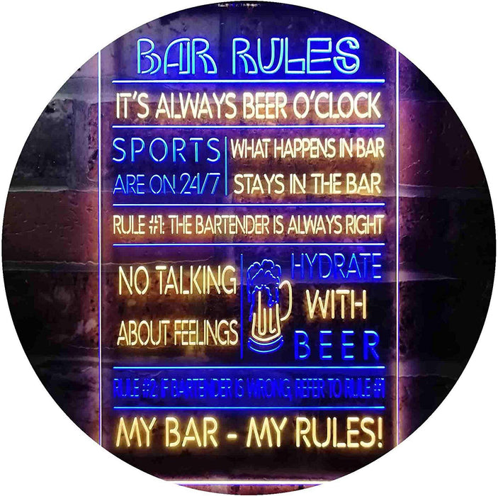 Bar Rules LED Light Sign - Way Up Gifts