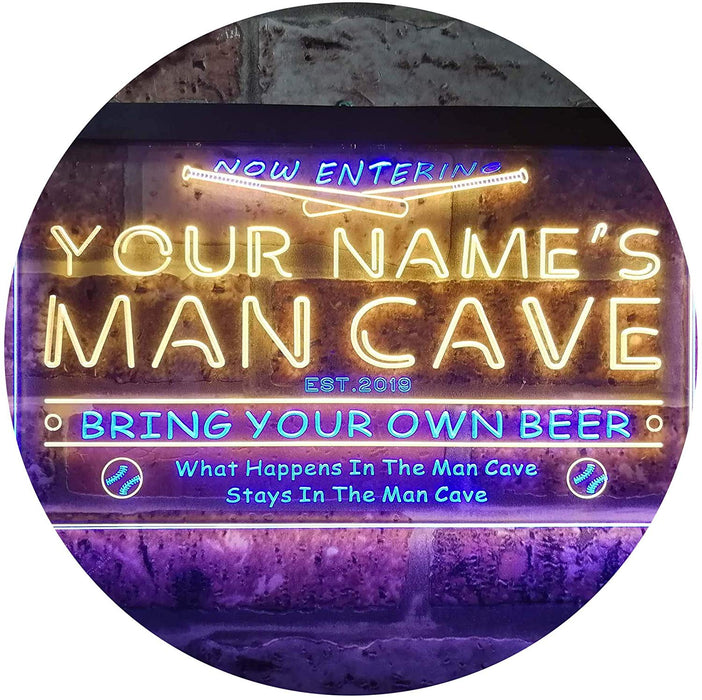 Personalized Sports Baseball Theme Man Cave LED Light Sign - Way Up Gifts