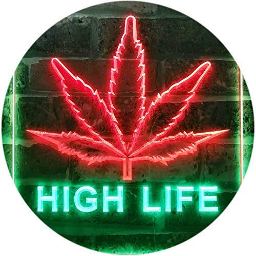 Marijuana Leaf High Life LED Light Sign - LED Gift Works