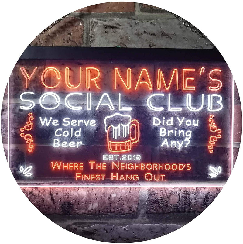 Personalized Social Club LED Light Sign - LED Gift Works
