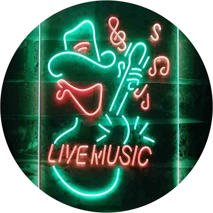 Cowboy Guitar Live Music LED Light Sign - Way Up Gifts