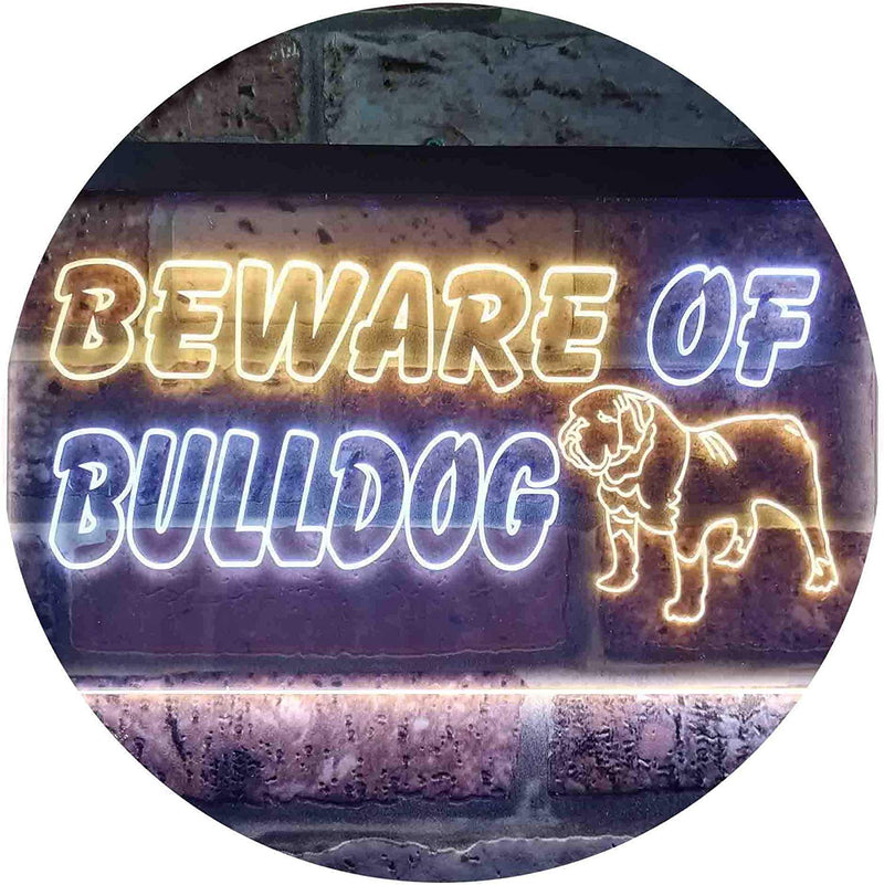 Beware of Bulldog LED Light Sign - LED Gift Works