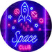 Rocket Space Club Kids Room Decor LED Light Sign - Way Up Gifts