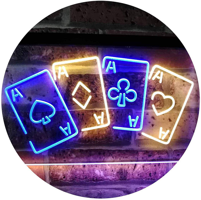 Four Aces Poker Casino LED Light Sign - Way Up Gifts