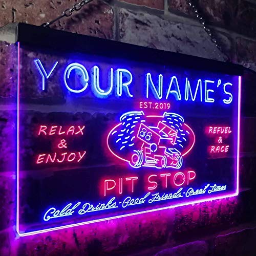 Personalized Car Racing Beer Pit Stop Bar LED Light Sign - Way Up Gifts