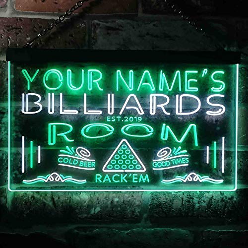 Personalized Pool Billiards Room LED Light Sign - Way Up Gifts