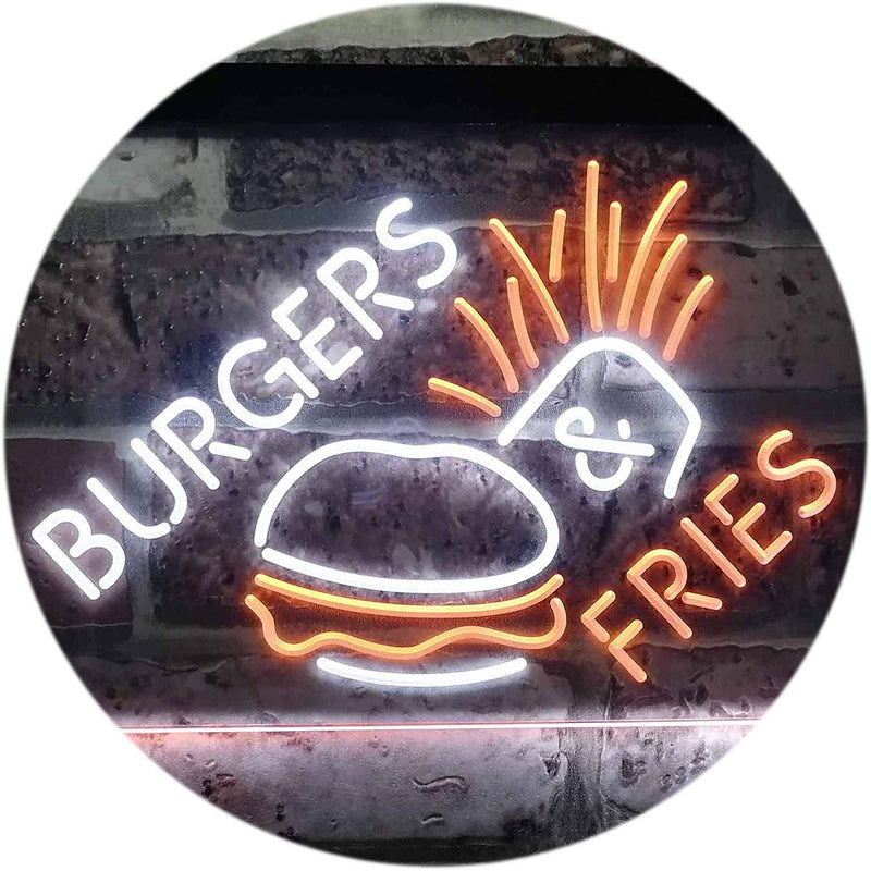 Hamburgers Burgers Fries LED Light Sign - LED Gift Works