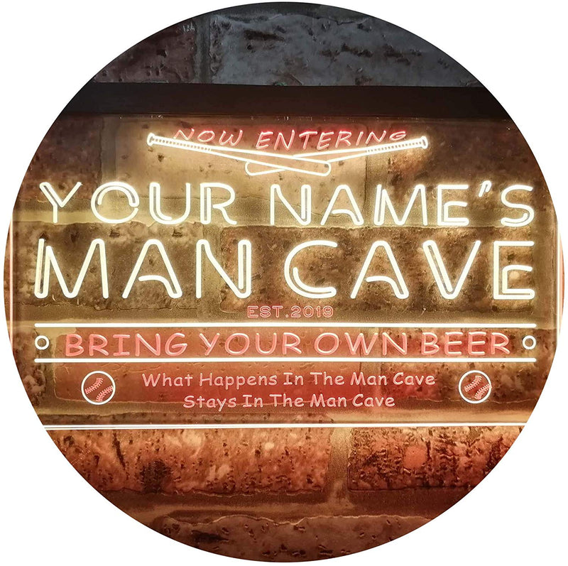 Personalized Sports Baseball Theme Man Cave LED Light Sign - LED Gift Works