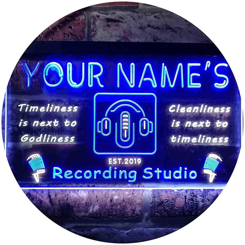 Personalized Recording Studio LED Light Sign - LED Gift Works
