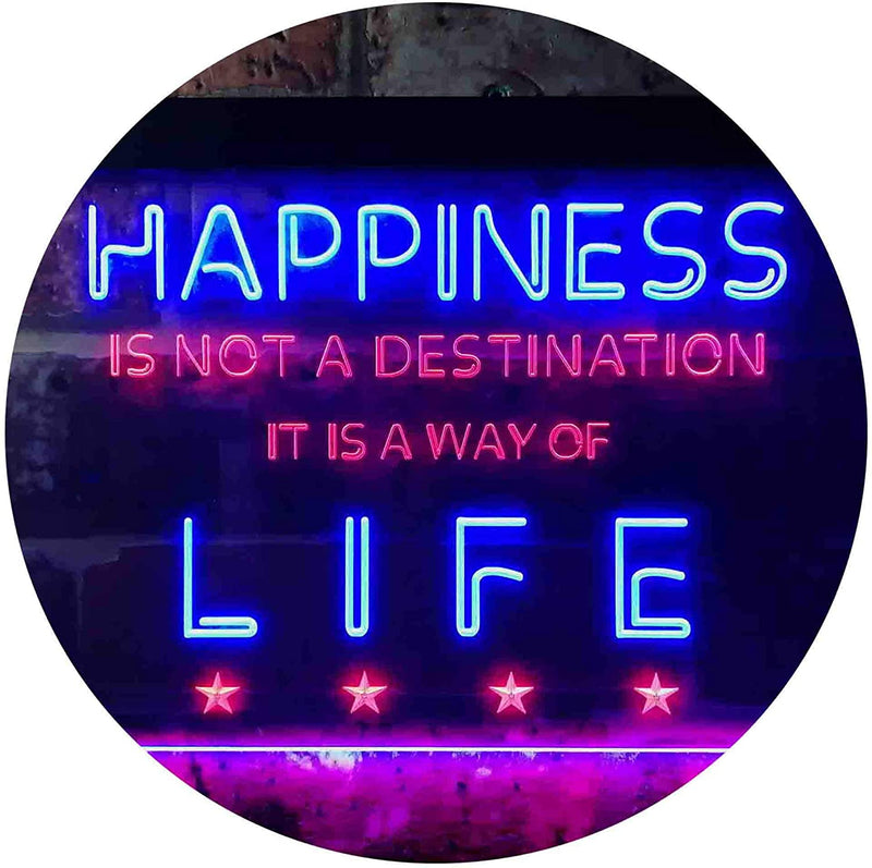 Happiness is a Way of Life Quotes Bedroom Decor LED Light Sign - LED Gift Works