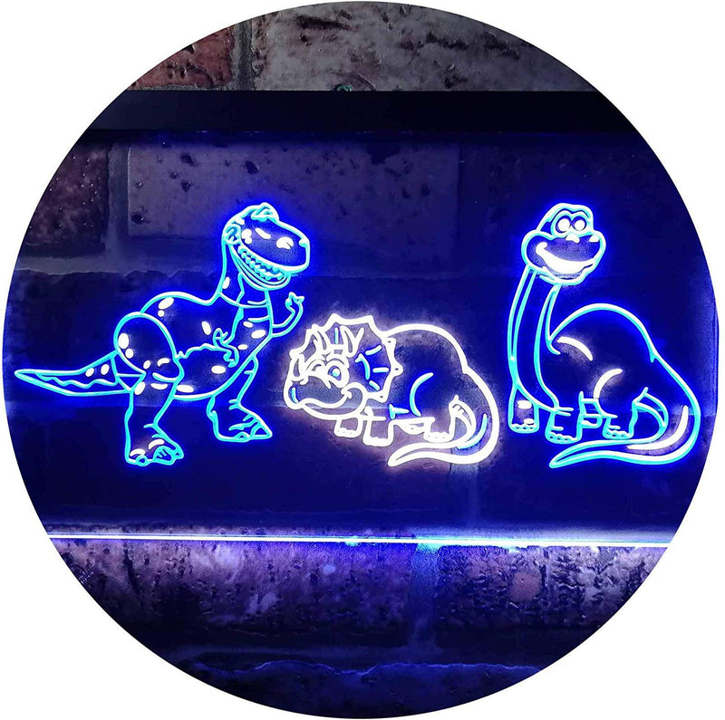 Dinosaur T Rex Triceratops Night Light Kids Bedroom Decor LED Light Sign - LED Gift Works