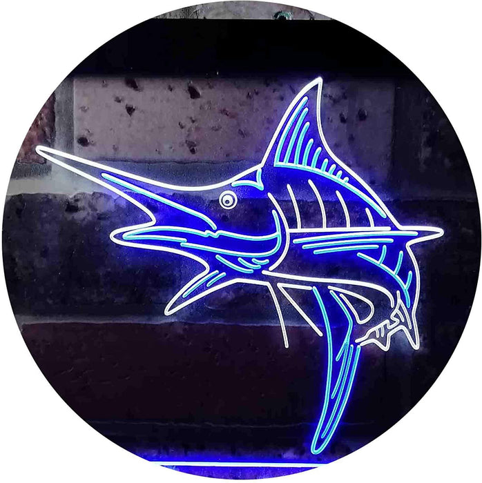 Deep Sea Fishing Blue Marlin Fish LED Light Sign - Way Up Gifts