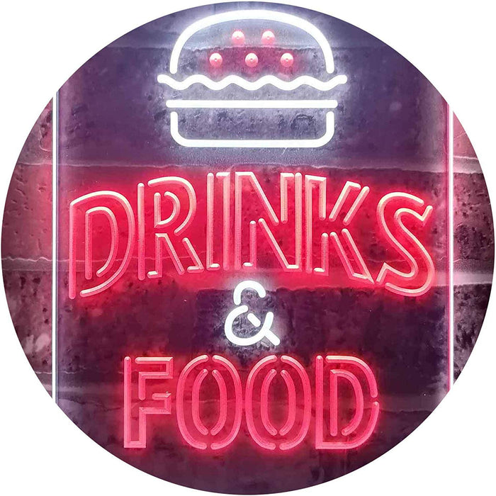 Hamburgers Drinks and Food LED Light Sign - Way Up Gifts