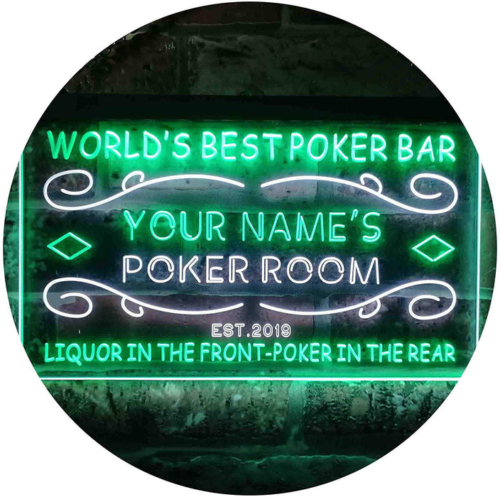 Personalized Poker Room Bar LED Light Sign - Way Up Gifts