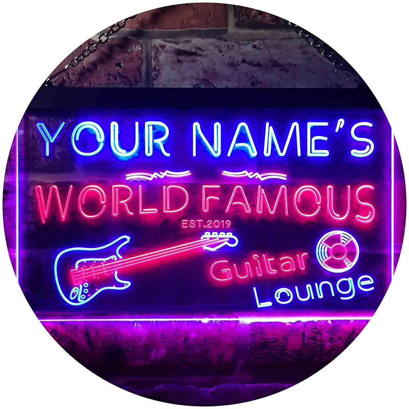 Personalized Guitar Lounge Music Room Studio LED Light Sign - LED Gift Works
