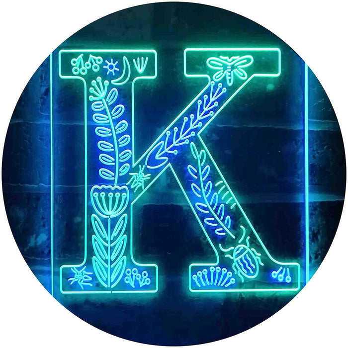 Family Name Letter K Monogram Initial LED Light Sign - Way Up Gifts