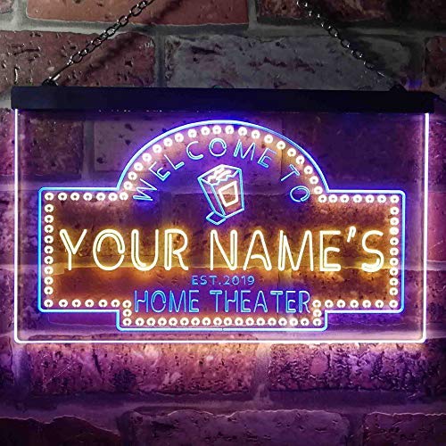 Personalized Movie Room Home Theater LED Light Sign - Way Up Gifts