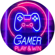 Gamer Play Win Game Room LED Light Sign - LED Gift Works