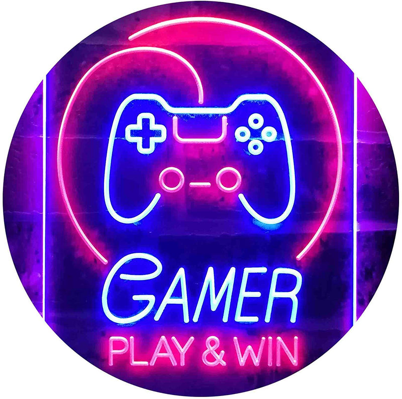 Gamer Play Win Game Room LED Light Sign - LED Gift Works
