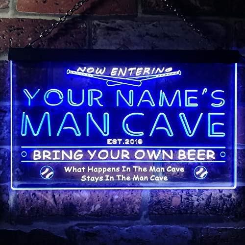 Personalized Sports Baseball Theme Man Cave LED Light Sign - LED Gift Works