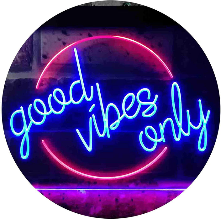 Good Vibes Only Circle LED Light Sign - Way Up Gifts