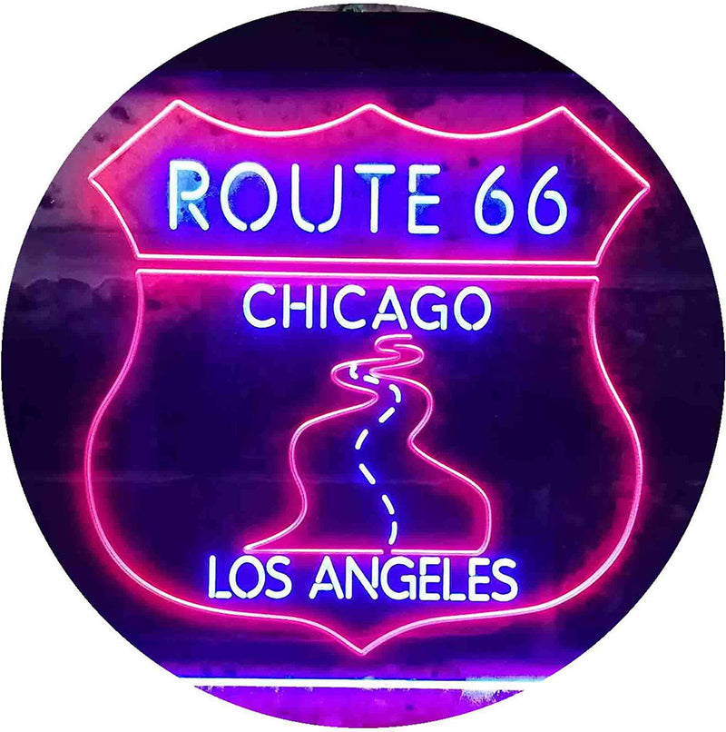 Chicago to Los Angeles Route 66 LED Light Sign - LED Gift Works