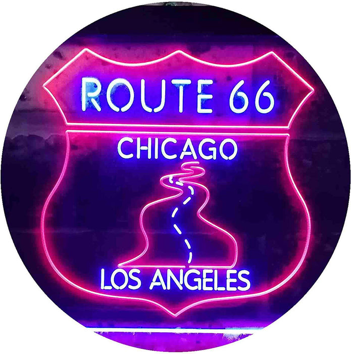 Chicago to Los Angeles Route 66 LED Light Sign - Way Up Gifts