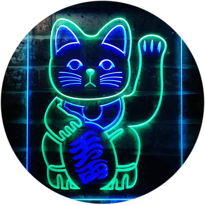 Maneki Neko Lucky Cat Welcome Japan LED Light Sign - Way Up Gifts