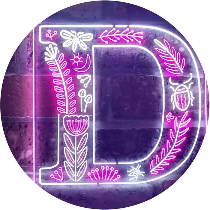 Family Name Letter D Monogram Initial LED Light Sign - Way Up Gifts